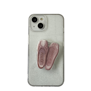 ins小众甜美粉色芭蕾鞋舞裙支架适用iphone15手机壳苹果13promax防摔12透明保护套14pro闪粉软壳12mini女