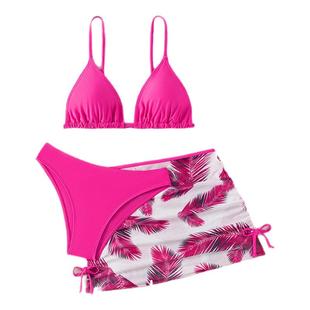 KIDS BIKINI欧美儿童泳衣三件套印花中大女童温泉比基尼外贸泳装