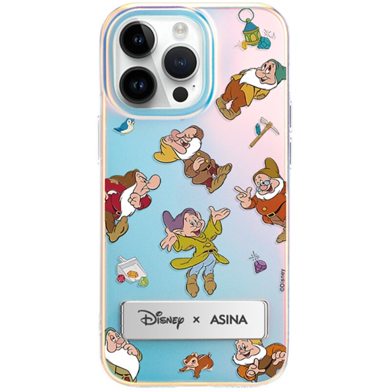 七个小矮人适用iPhone15Promax手机壳隐藏式一体支架苹果13保护套折叠全包迪士尼创意防摔ip14Pro新款高级女