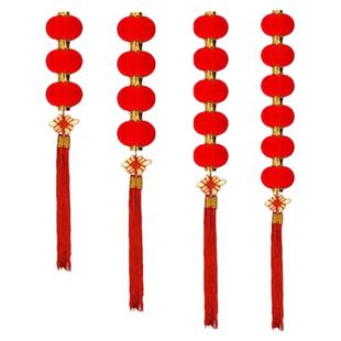 植绒小灯笼串挂饰树上大红新年元旦春节连串灯笼户外防水装饰布置