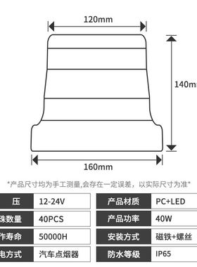 LED汽车爆闪车顶灯 岗亭工程车叉车交通频闪信号大功率黄色警示灯