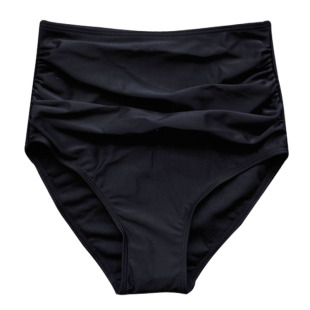 黑色高腰泳裤女三角防走光泳衣裤遮肚显瘦有大码单件泡温泉游泳裤