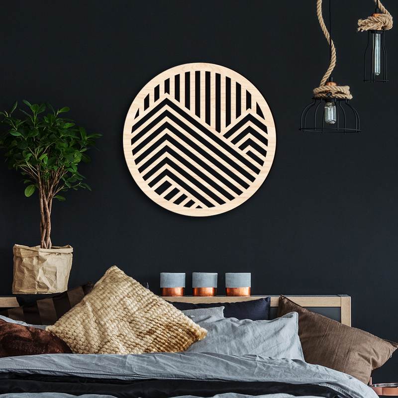 MZ167创意立体彩色镂空木质圆形墙贴挂件家居背景墙装饰木板5mm