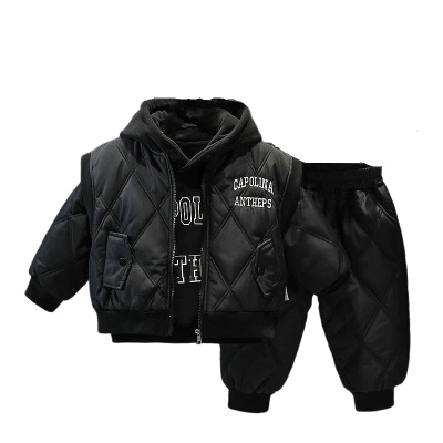 加绒加厚三件套装夹棉马甲夹棉裤