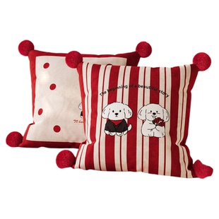 卡通抱枕喜庆客厅沙发靠背垫含芯结婚红色卧室靠枕高级感飘窗靠垫