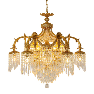 杰瑞唐宝法式全铜客厅水晶吊灯欧式奢华大气别墅浪漫脱蜡复古灯具