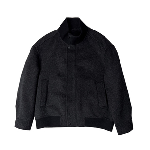 立领毛呢夹克男款2025新款秋冬双面羊毛呢子短款大衣男士保暖外套