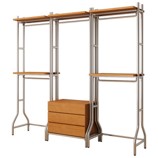 开放式衣柜北欧铁艺步入式衣架落地卧室框架衣橱金属衣帽间置物架