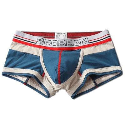 希宾平角内裤低腰潮拼色紧身