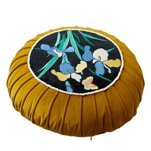 【孤品35折】蜡笔派花语蝶恋竹叶刺绣抱枕暖手轻奢沙发靠枕O