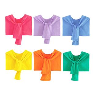 纯棉糖果色披肩彩色亲子装幼儿园小学生毕业照运动会儿童演出服装