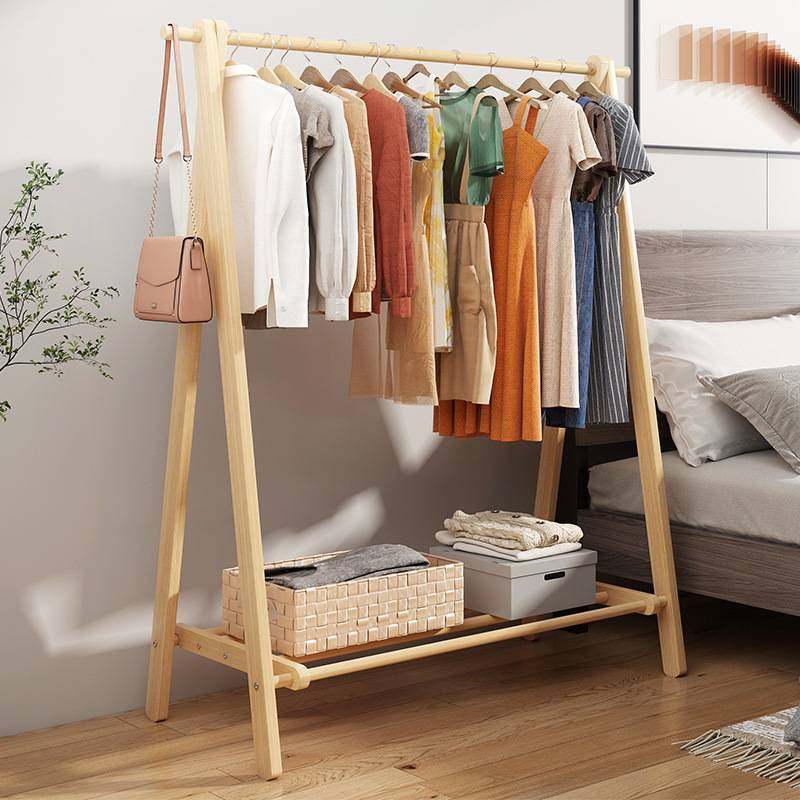 实木衣架落地卧室挂衣架家用客厅网挂衣衣架简易置红衣帽架立式杆