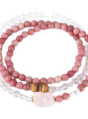 天然红纹石多圈手链女款貔貅蝴蝶