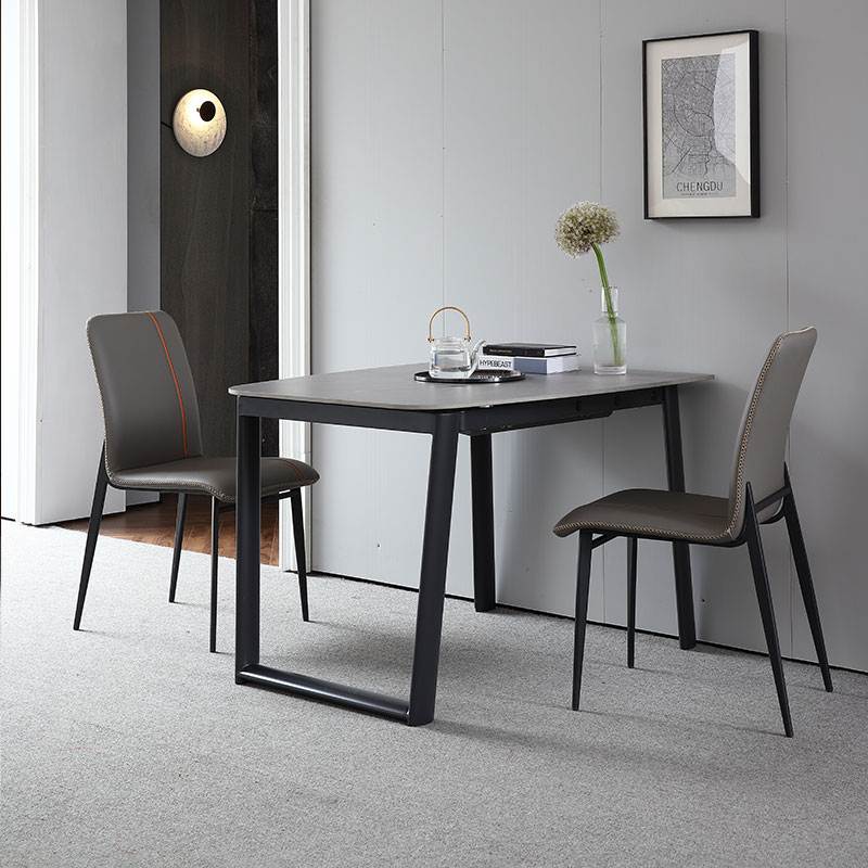 0J岩板折叠餐桌家用现代简约轻奢小户型伸缩长方形吃饭桌子椅