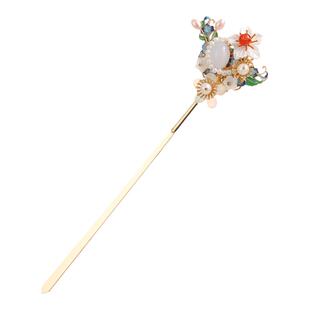 合金烧蓝流苏头饰丸子头发饰盘发红色旗袍配饰国风经典茶服发簪女