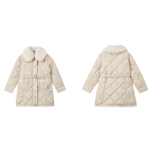 PawinPaw卡通小熊童装秋冬女童中长款翻领保暖羽绒服