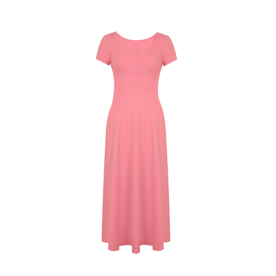 alex stevens设计感叠穿两件套短袖连衣裙女夏季纯色收腰长裙子