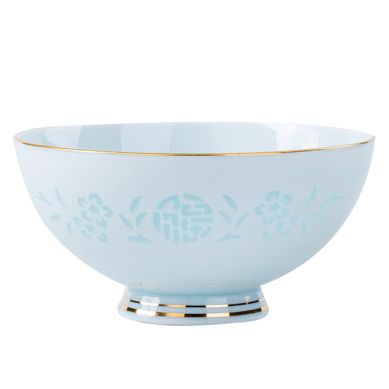 亮玉家用金边青瓷餐具