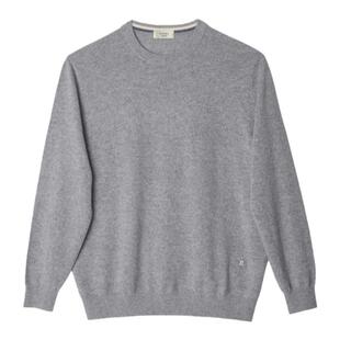 GORNIA/格罗尼雅男士长袖针织衫100%山羊绒时尚圆领灰色毛衣男