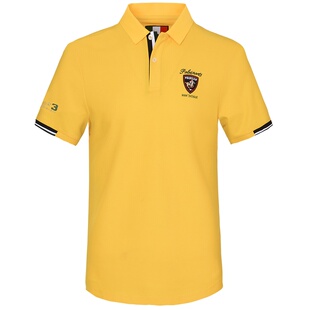 品牌男装POLO体衫黄色短袖T恤男士宽松翻领纯棉高尔夫上衣春夏季