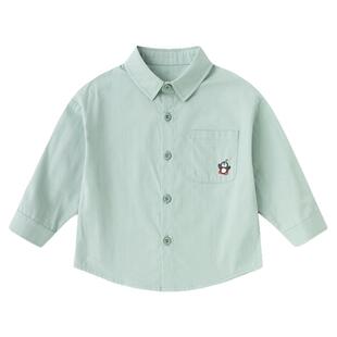 [100%纯棉]儿童衬衫春季新款男童白色衬衣宝宝上衣女童衣服春装潮