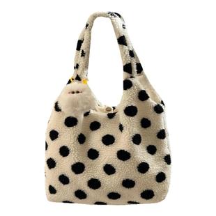 秋冬毛绒卡通单肩包休闲百搭托特包大容量学生上课通勤手提包包女