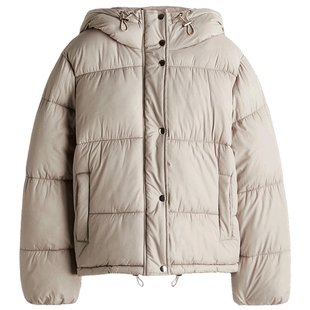 HM女装棉服暖乎乎冬日ootd保暖连帽棉袄面包服泡芙外套1282370