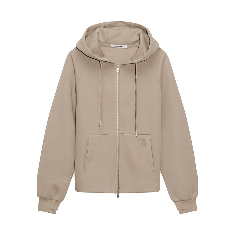 美特斯邦威开衫女2026春季新款潮流印花连帽纯色舒适休闲针织外套