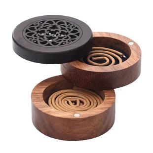 小号香薰炉实木质随身盘香盒袖珍家用室内中式车载出差便携檀香炉