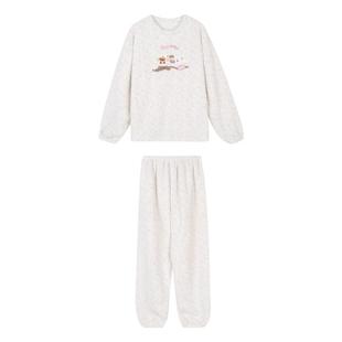 馨帮帮Homedress 秋冬季卡通珊瑚绒睡衣女宽松圆领加厚家居服套装