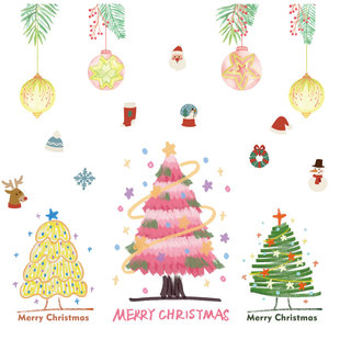 2026新年圣诞树玻璃门窗花贴纸圣诞节装饰布置橱窗氛围感静电贴画