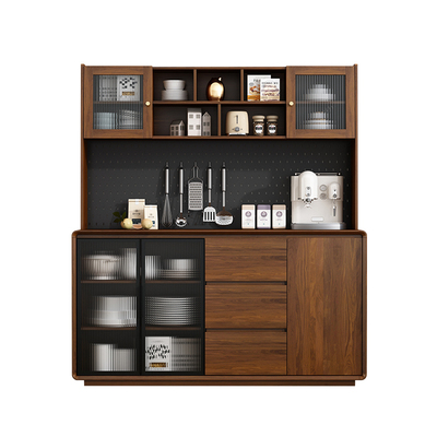 靠墙一体储物柜现代简约餐边柜超薄茶水柜客厅置物柜实木色墙边柜