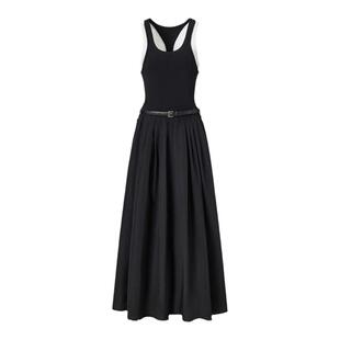 LEDIM WANG假两件撞色连衣裙女新款百搭针织无袖背心裙小众设计感