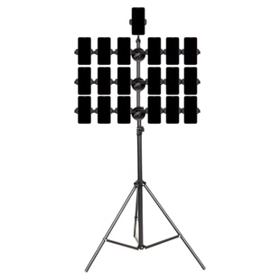 网红主播专用多台手机直播支架带补光灯多机位落地式自拍杆三脚架