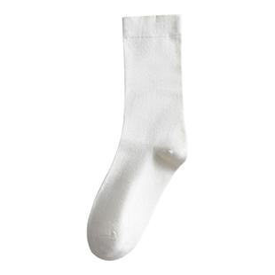 白色袜子女春秋季棉袜中筒月子袜纯白长袜夏季夏天堆堆纯色长筒袜