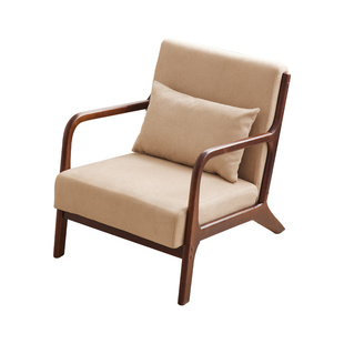 单人沙发椅阳台休闲椅子卧室小沙发实木单椅客厅阅读椅民宿家具