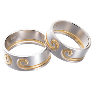 S925纯银情侣戒指紧箍咒至尊宝金箍大话西游抖音二合一男女对戒潮