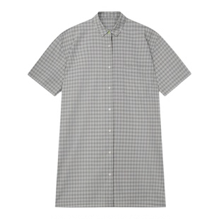 JNBYHOME江南布衣26新品春夏60S全棉家居睡裙格纹衬衫裙短袖睡衣