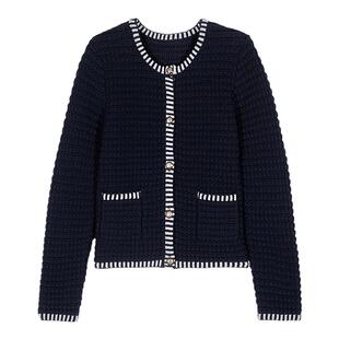 bash冬季法式优雅简约通勤休闲小香风圆领针织衫长袖开衫1H24GEFF