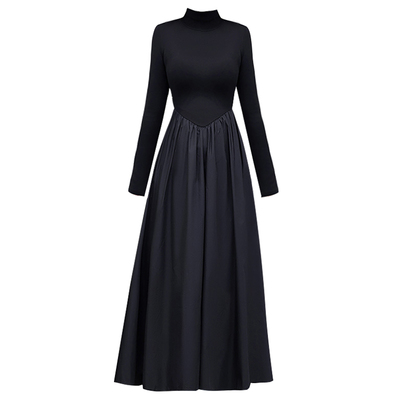 高领连衣裙女秋冬赫本风打底裙子