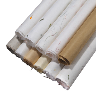 纯手工清水云龙皮纸四尺六尺八尺丈二加厚清水构皮毛边纸毛笔书法半生熟宣纸长纤维山水小写意仿古茶叶包装纸