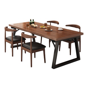餐桌家用小户型吃饭桌子长方形洽谈一桌四椅组合去客厅化大板桌子
