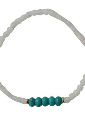 天然白月光石手链女款极细绿松石