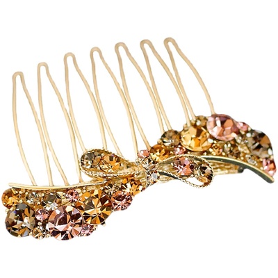 发梳金属合金日韩水钻蝴蝶结发夹