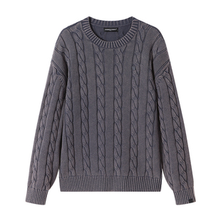 Dangerouspeople薛之谦dsp粉色扭花洗水针织衫冬季百搭全棉毛衣