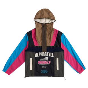 AlphaStyle夏季连帽拼色运动夹克外套男女同款时尚潮牌宽松休闲