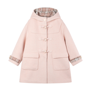 MUCMUKN【雪屋甜心】粉格拼接羊毛呢大衣3M新雪丽棉外套女童冬新