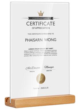 a4证书框亚克力奖状相框摆台高级
