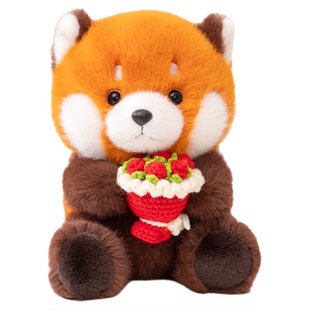 正版手捧花束小熊猫玩偶毛绒玩具浣熊公仔娃娃送男女朋友生日礼物