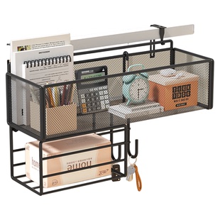 办公室屏风收纳置物架工位整理金属桌面隔板挂篮壁挂式纸巾盒挂架